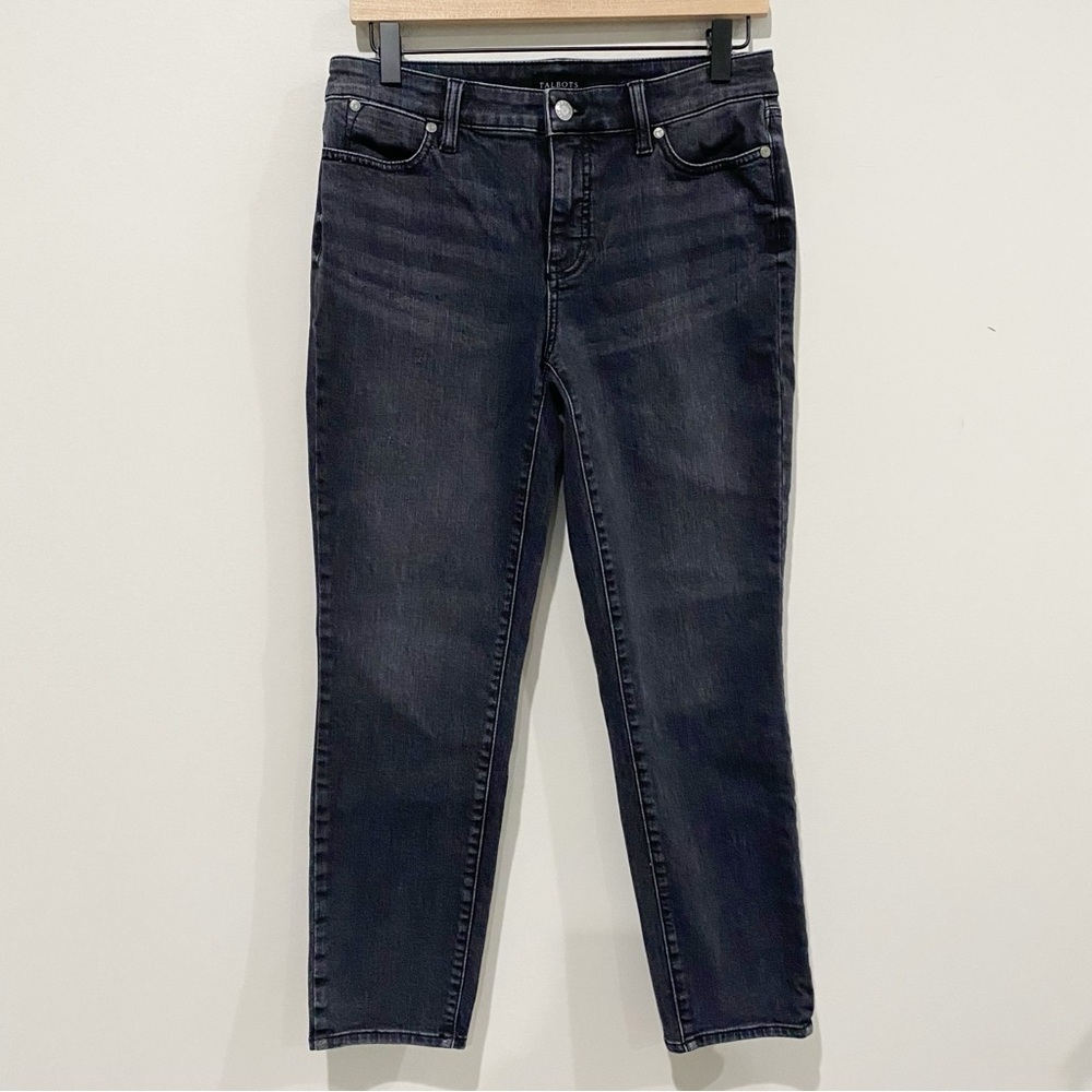 TALBOTS Slim Ankle Jean Black Wash Size 4 Petite